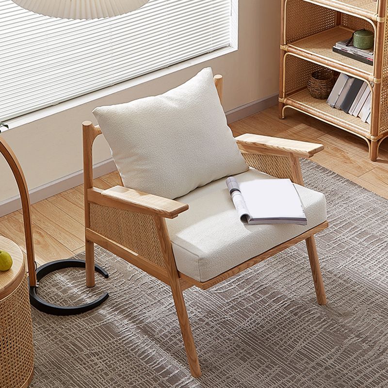 Solid Wood Frame Lounge Chair Arms Included Chair with Pillow