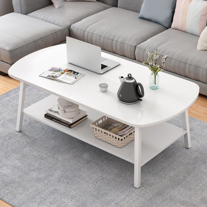 19"H Contemporary Coffee Table Wooden Coffee Cocktail Table with Storage