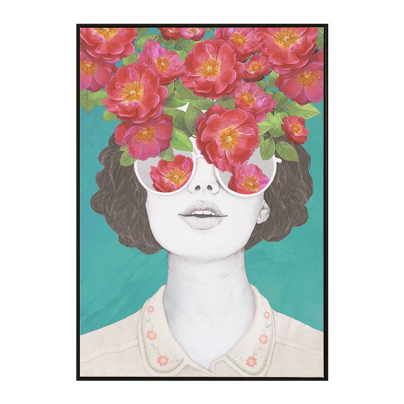 Textured Mixed Media Woman Canvas Nordic Wall Art Decor for Girls Bedroom, Optional Sizes