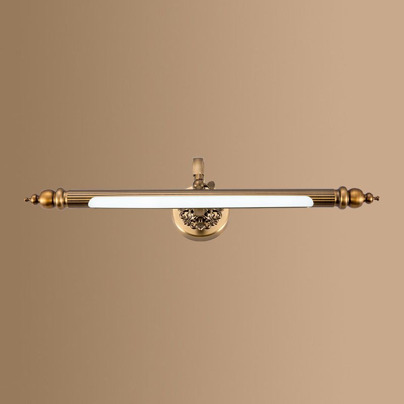 Linear Shade Metal Wall Sconce Modern Style 1-Light Mirror Wall Mount Lighting in Brass