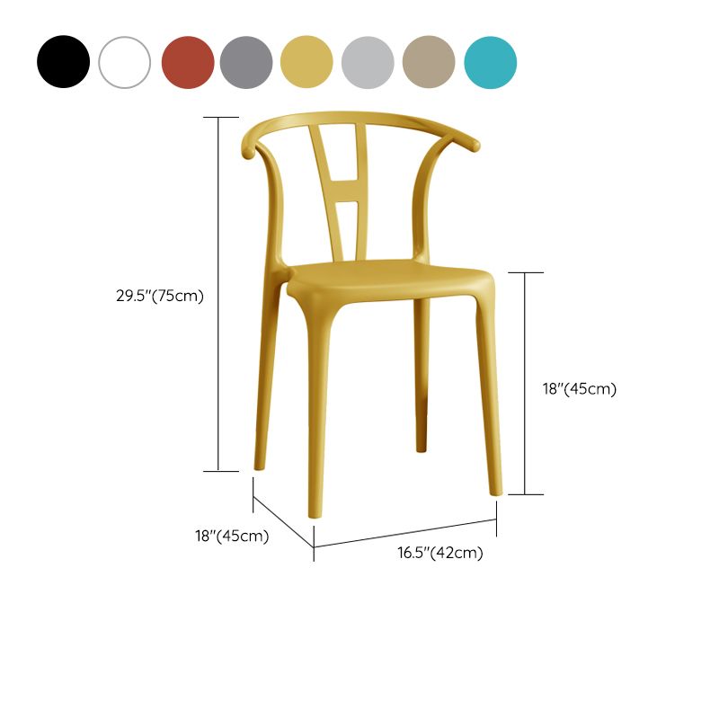 Contemporary Stacking Dining Side Chair in Plastic with Open Back