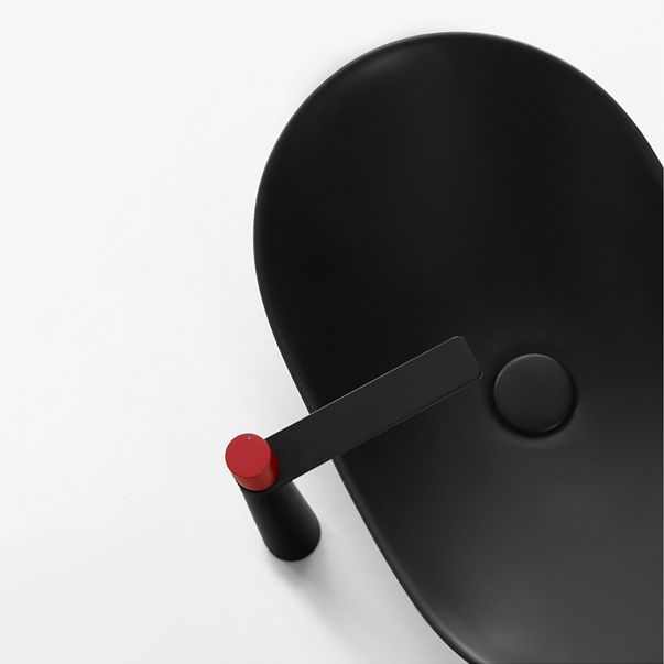 Modern Bathroom Sink Pop-Up Drain Porcelain Oval-Shape Vessel Bathroom Sink