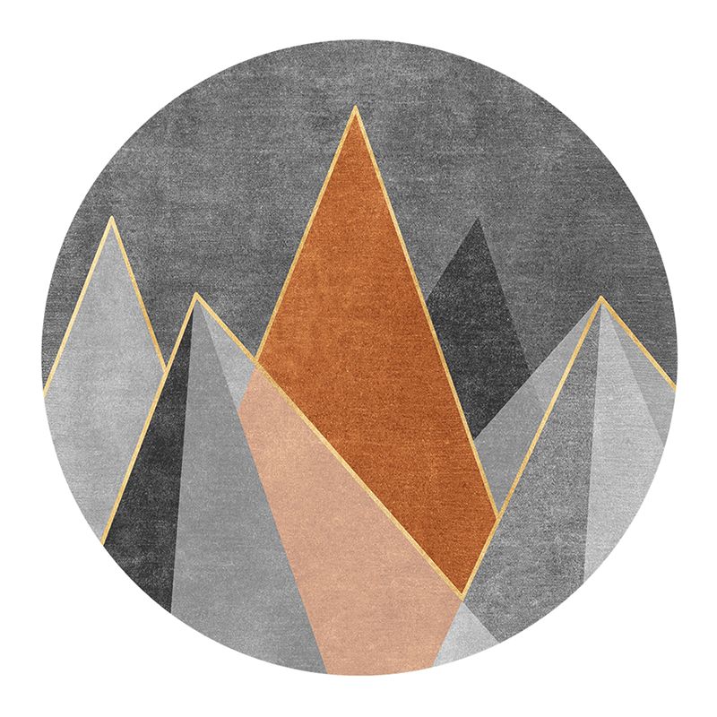 Round Graphic Printed Rug Polyester Minimalist Indoor Rug Stain Resistant Carpet for Home Decoration