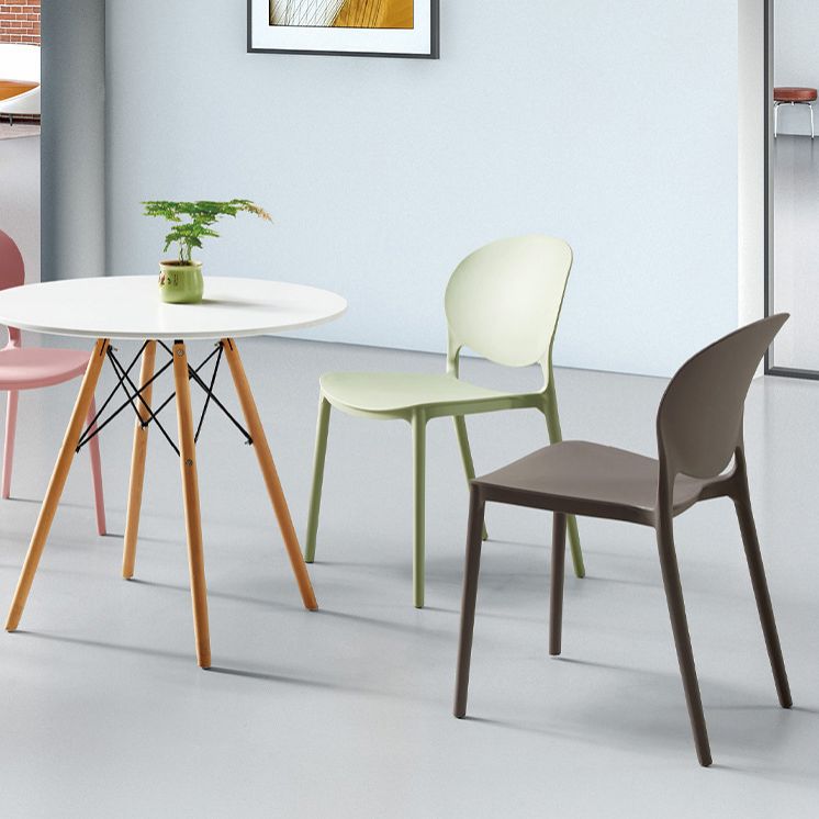 Contemporary Style Dining Chairs Armless Dining Chairs with Plastic Legs for Kitchen