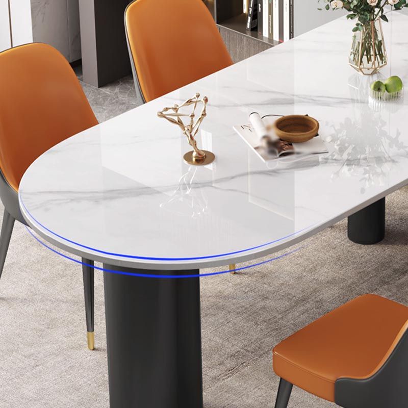 Modern Stone White Dining Table Oval Iron Table with 3 Legs Table