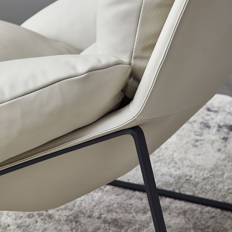 Contemporary 35.5"Wide Faux Leather Sewn Pillow Back Lounge Chair