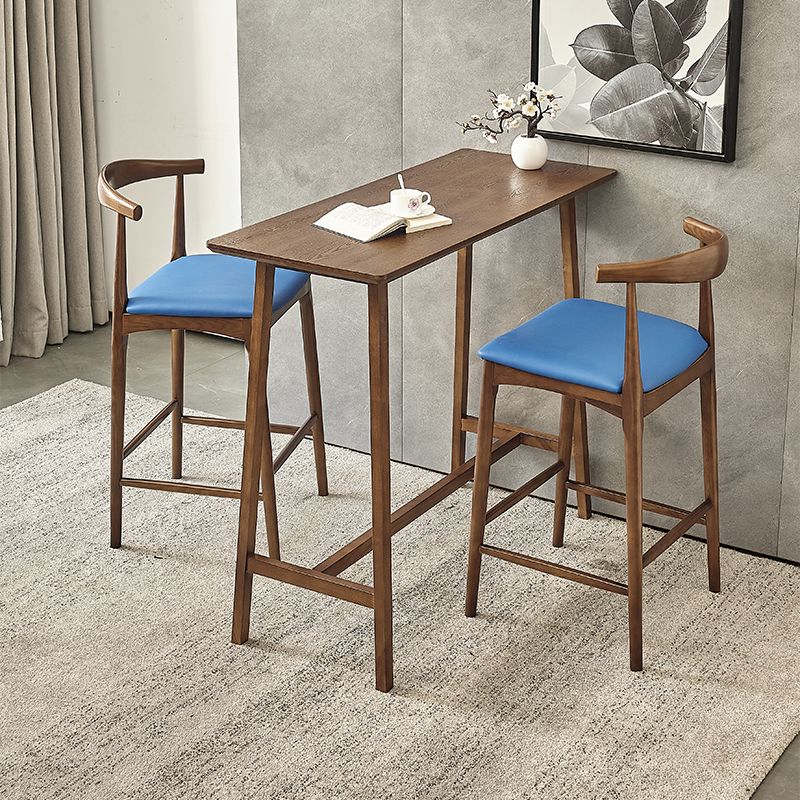 Modern Rectangle Ash Bar Table Set 1/2/3 Pieces Counter Table with Armless High Stools