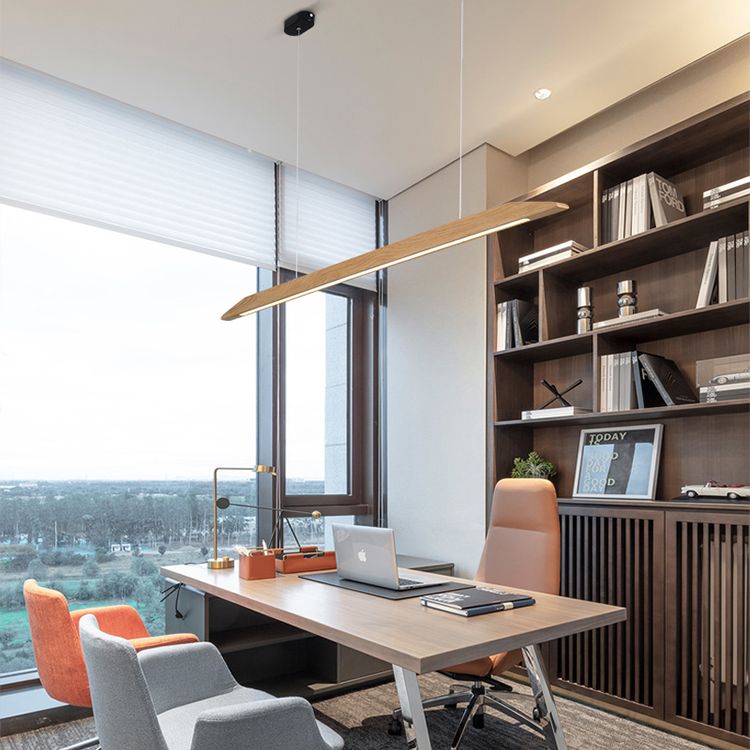 Wood Hanging Pendant Lights Minimalism Linear Hanging Lamps for Office