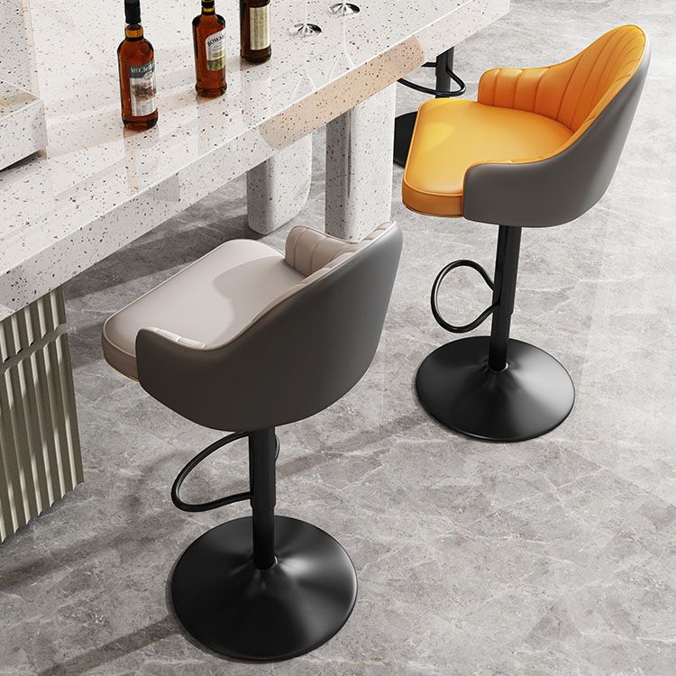 Glam Style Faux Leather Bar Stools Swivel Adjustable Height Bar Stool