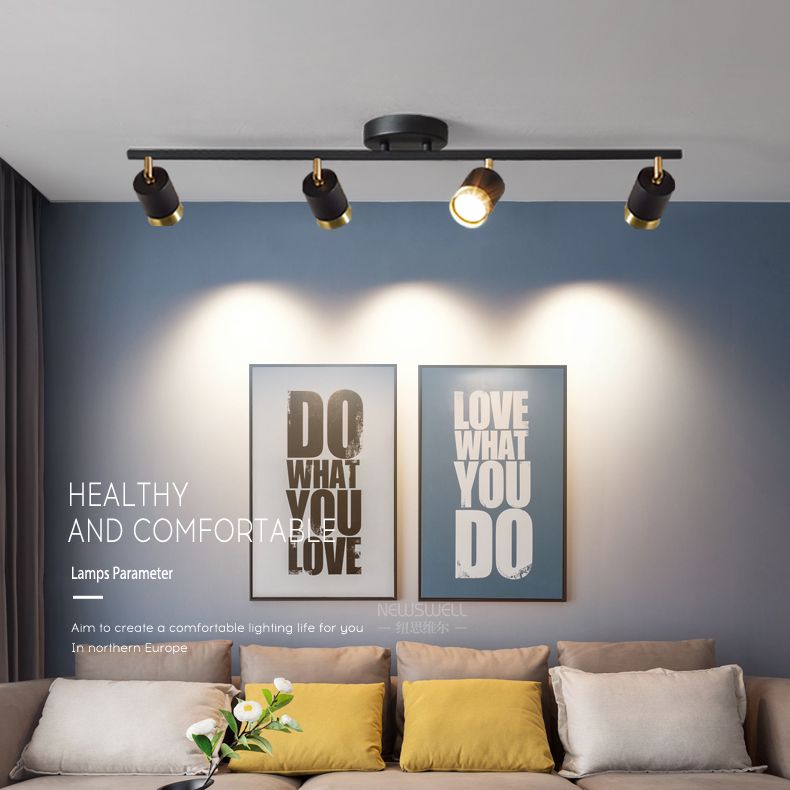 Nordische zylindrische Metallschienenstrahler, halbbündige Deckenschienenbeleuchtung für das Foyer