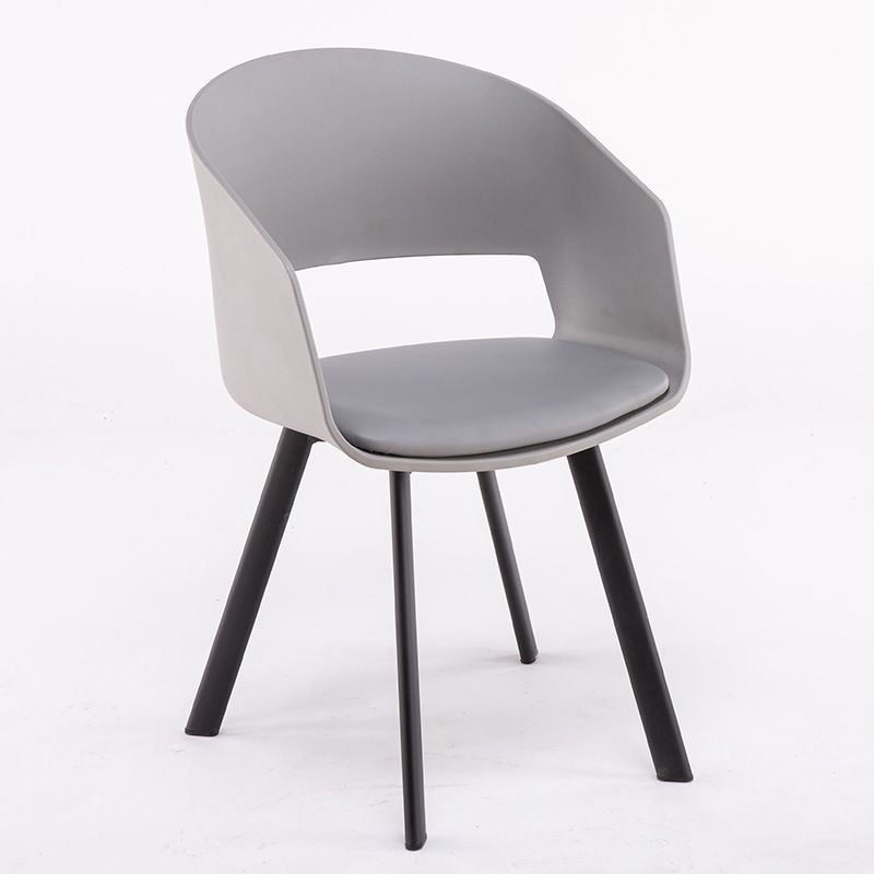 Contemporary Dining Arm Chair Matte Finish Plastic Open Back Chair