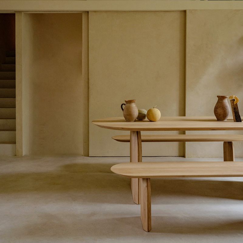 Modern Solid Wood Table for Restaurant Oval Table with Double Pedestal