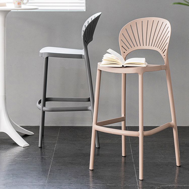 Backrest Armless Counter Stool Industrial Plastic Bar Stool with 4 Legs