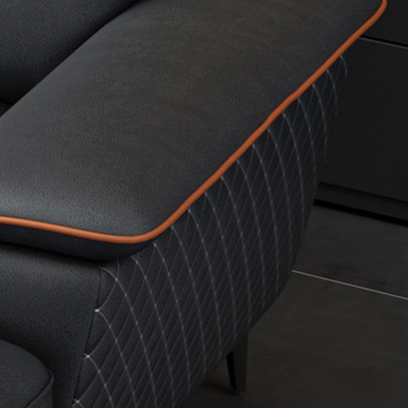 Modern Pillow Top Arm Sofa 4-Seater Faux Leather Sofa with Chaise