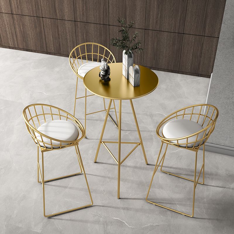 1/3/4 Pieces Industrial Round Bar Table Set Gold Iron Bistro Set with Footrest