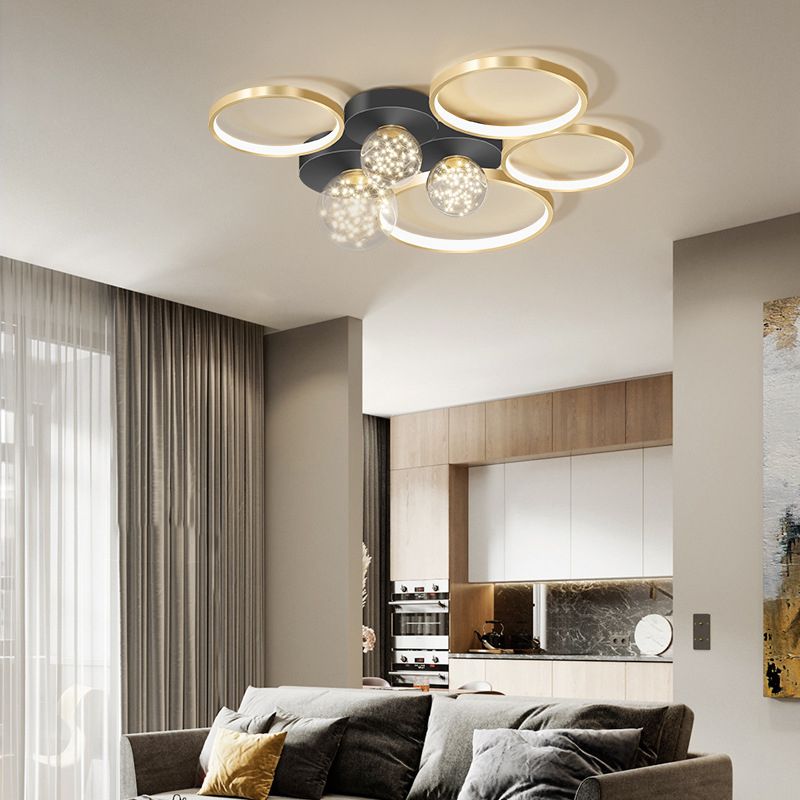 Modern Flush Mount Lighting Sputnik Glass Flush Mount Ceiling Light for Living Room