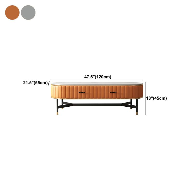 Stone Top Coffee Table Draw included Metal Legs Single Cocktail Table