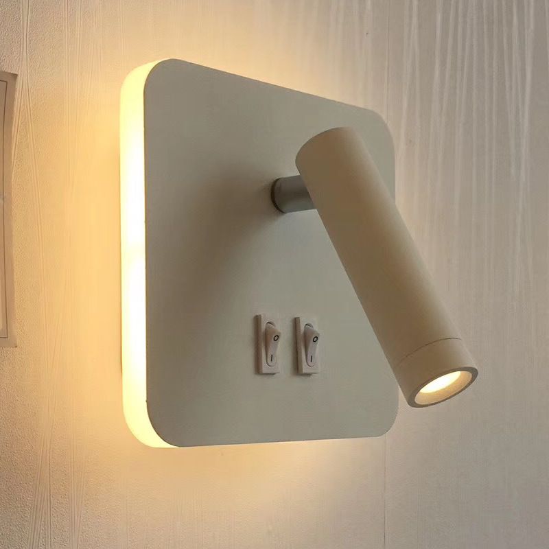 Modern Concise LED Reading Wall Lamp Iron Geometric Wall Light with Acrylic Shade