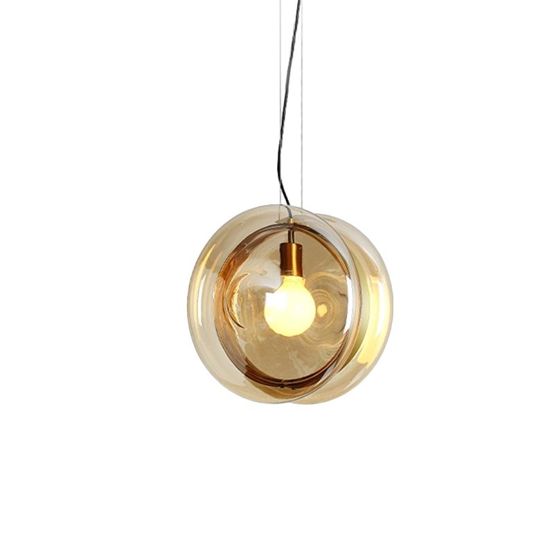 Macaron Whirligig Design hanger licht lichtblauwe/roze/cognac glas 1 kop bistro hangende lampkit