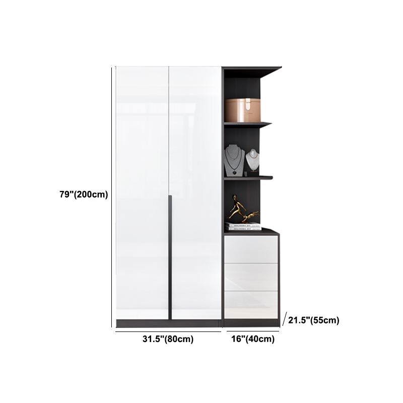 White Wooden Wardrobe Modern Cloth Rod Included Wardrobe Closet for Home