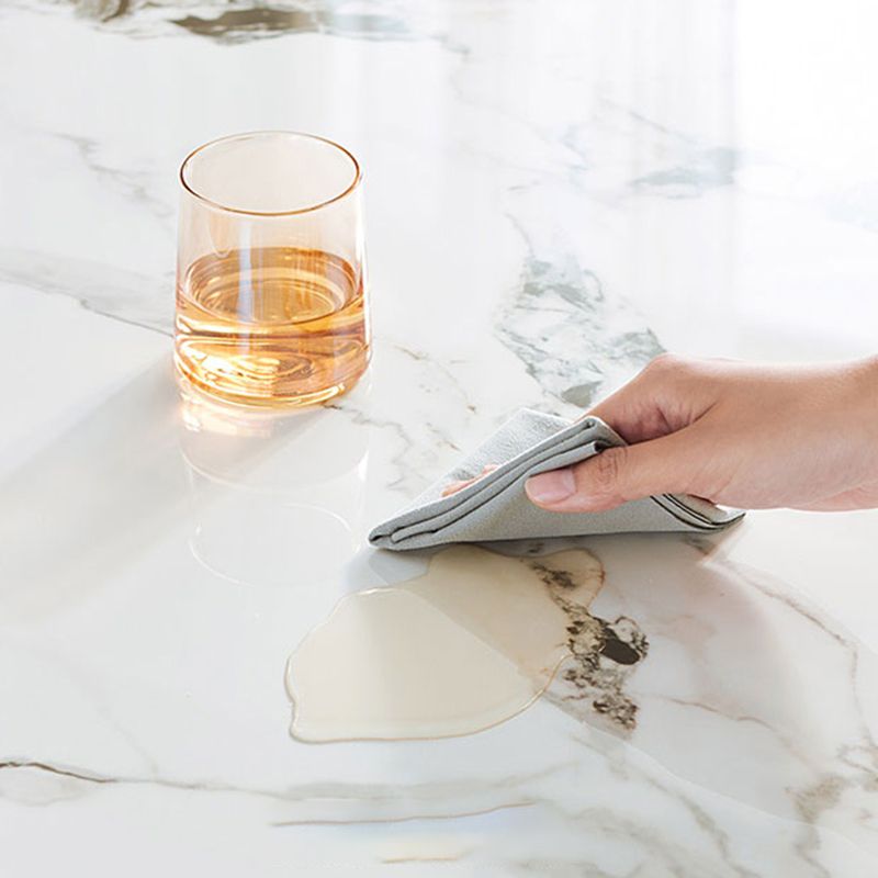 Contemporary White Rectangular Stone Dining Table with Steel X-Base