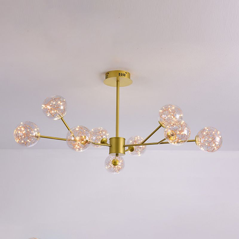 Contemporary Sphere Chandelier Lights Glass Pendant Light in Gold