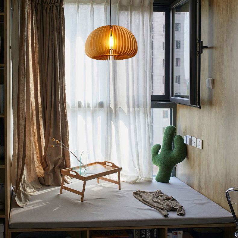 Syliments en bois massif de style japonais Shading Light Light 1-Light Pumpkin Shape Lighting Ayémorrat pour la salle à manger de cuisine