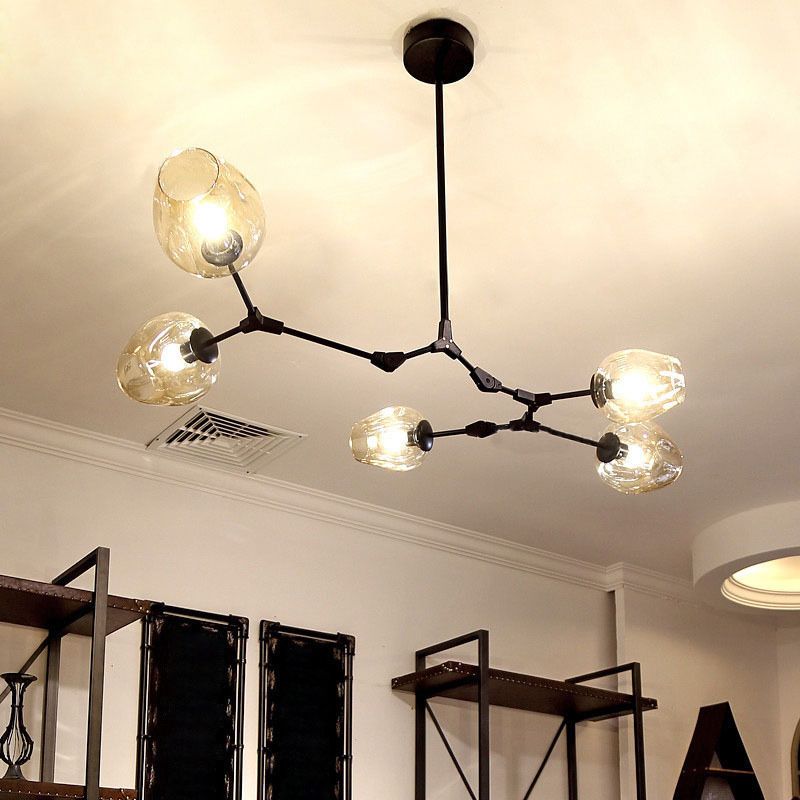 Contemporary Transparent Glass Chandelier Light Fixtures Living Room Hanging Chandelier