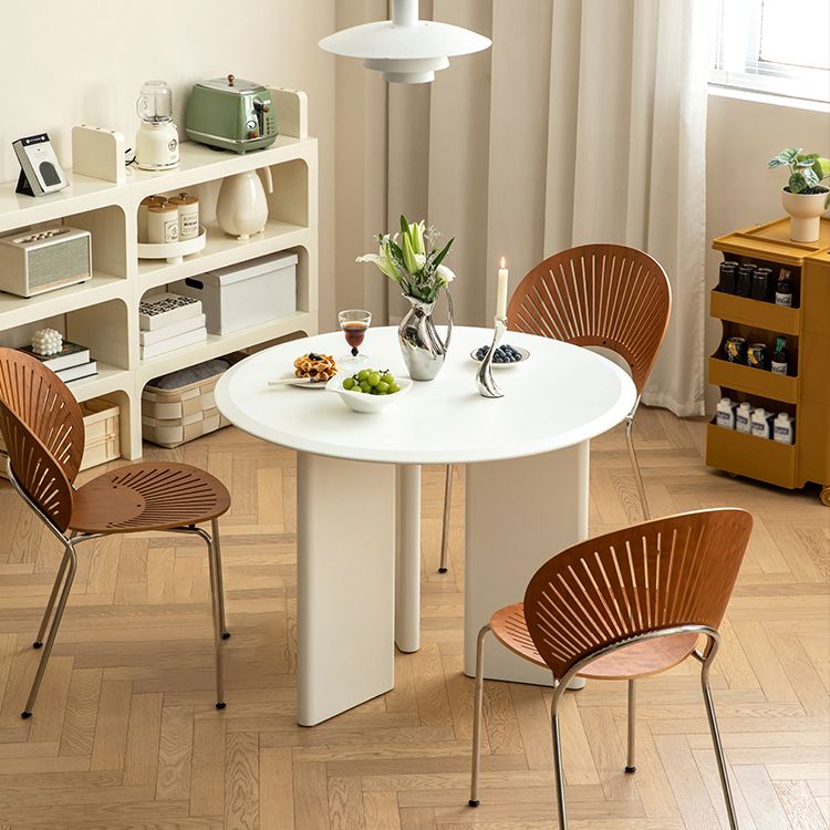 Modern Wooden Dining Room Table for 2 Person White Round Top
