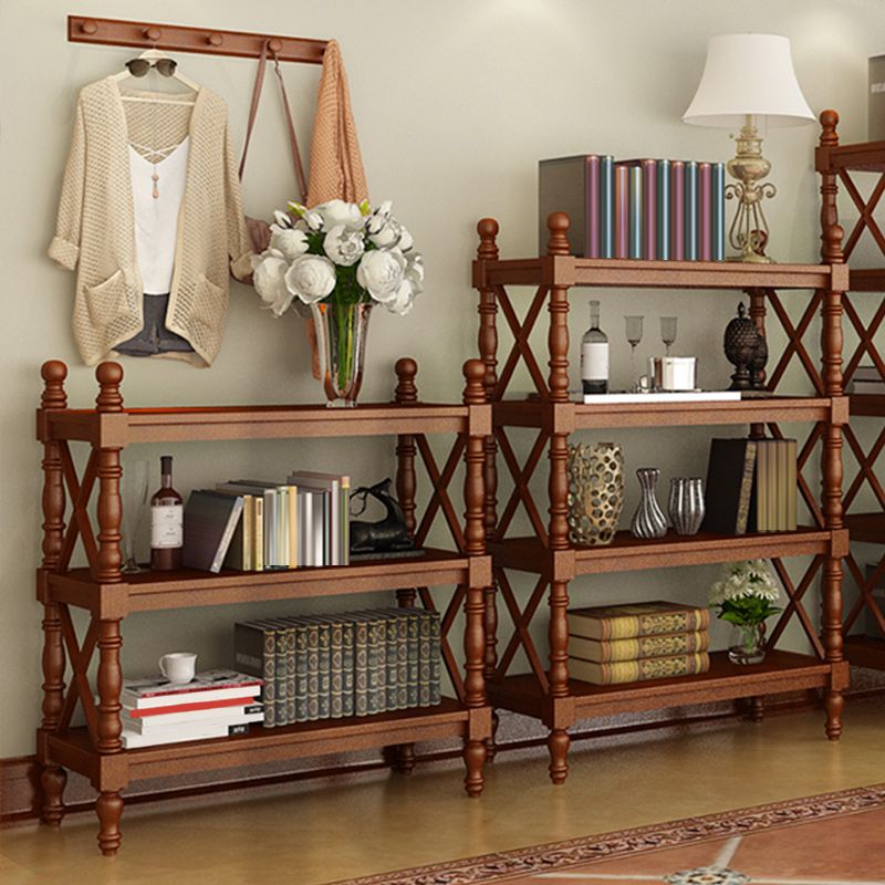 Home Office Solid Wood Bookcase Modern Etagere Bookshelf with Rectangle Shelves