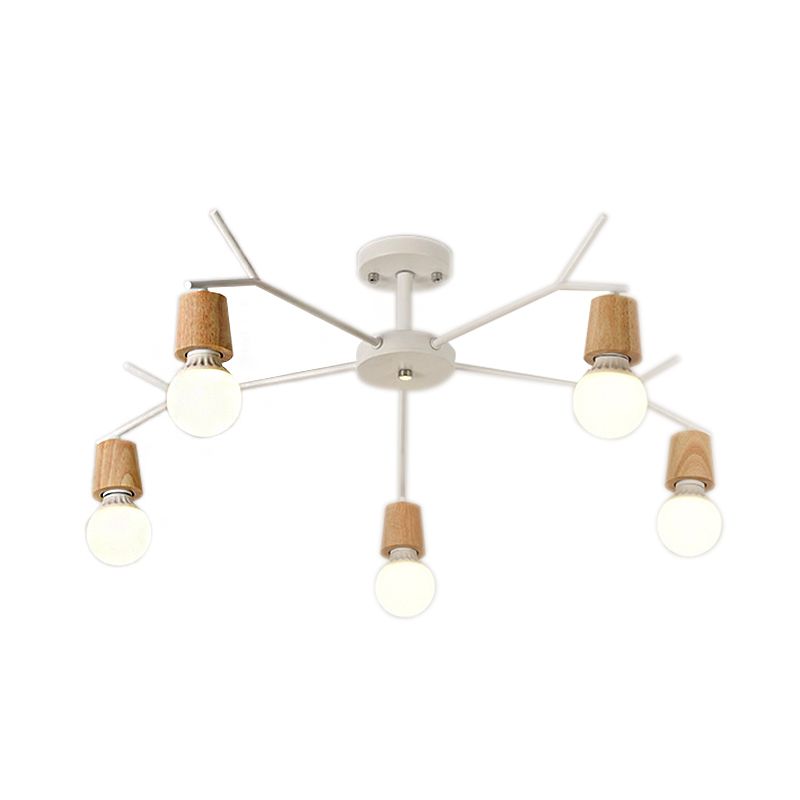 Branch Shape Living Room Chandelier Metal Multi Heads Nordic Stylish Pendant Light