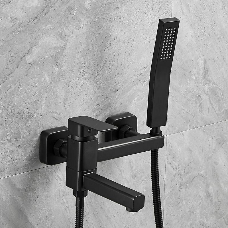 Wall Mounted Metal Tub Filler Low Arc Rotatable Bathroom Faucet