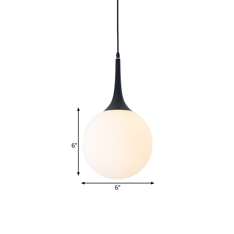 Lampada a sospensione da 6 "/10" con gocce di pioggia a goccia moderna vetro opale 1 tavolo da pranzo lampadina appesa la luce in nero con foro di sfiato