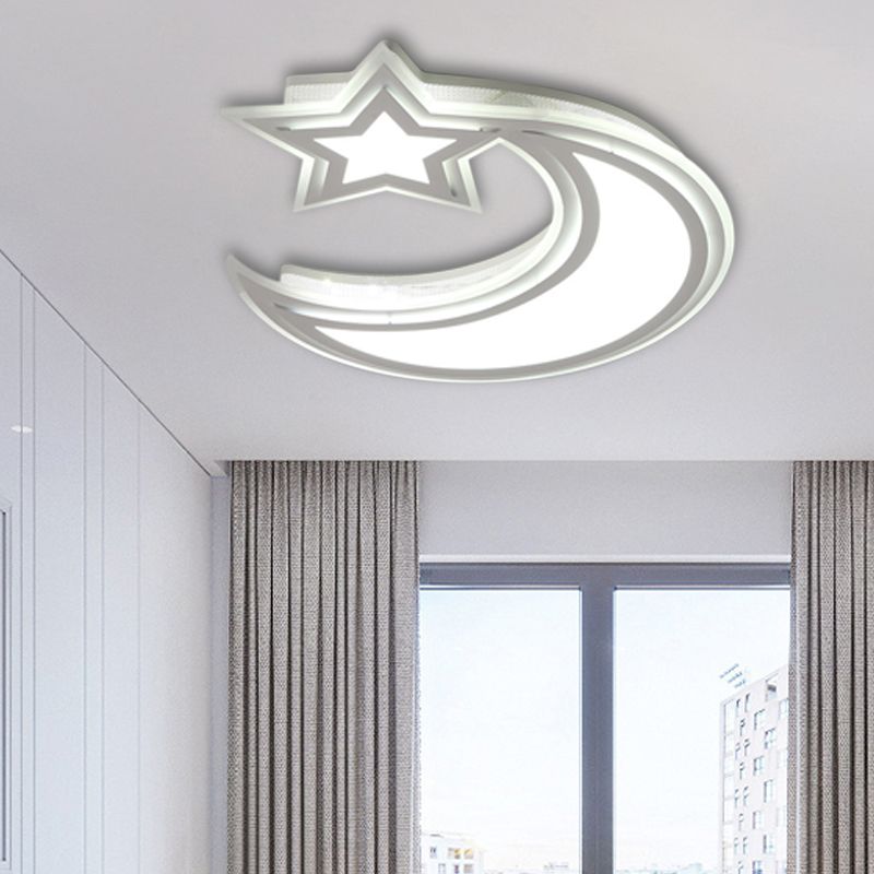 Crescent en Star Flush plafondlamp Cartoon acryl LED-plafondlamp voor meisjesjongensslaapkamer