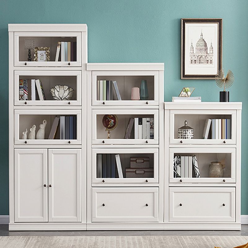 Contemporary Bookshelf With Doors Vertical Bookcase for Office Use