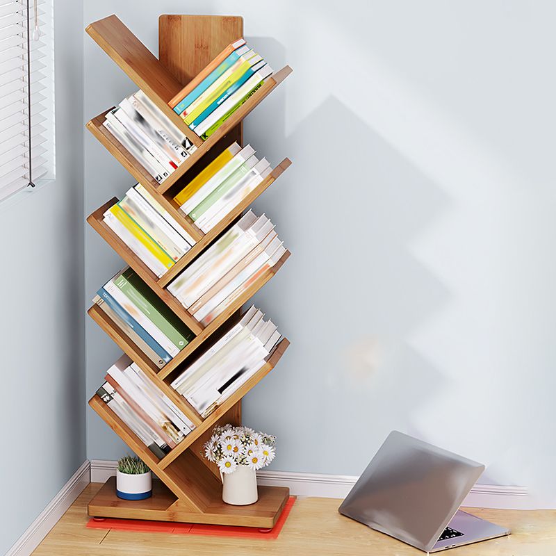 Vertical Contemporary Bamboo Bookcase Closed Back Bookshelf for Home Use
