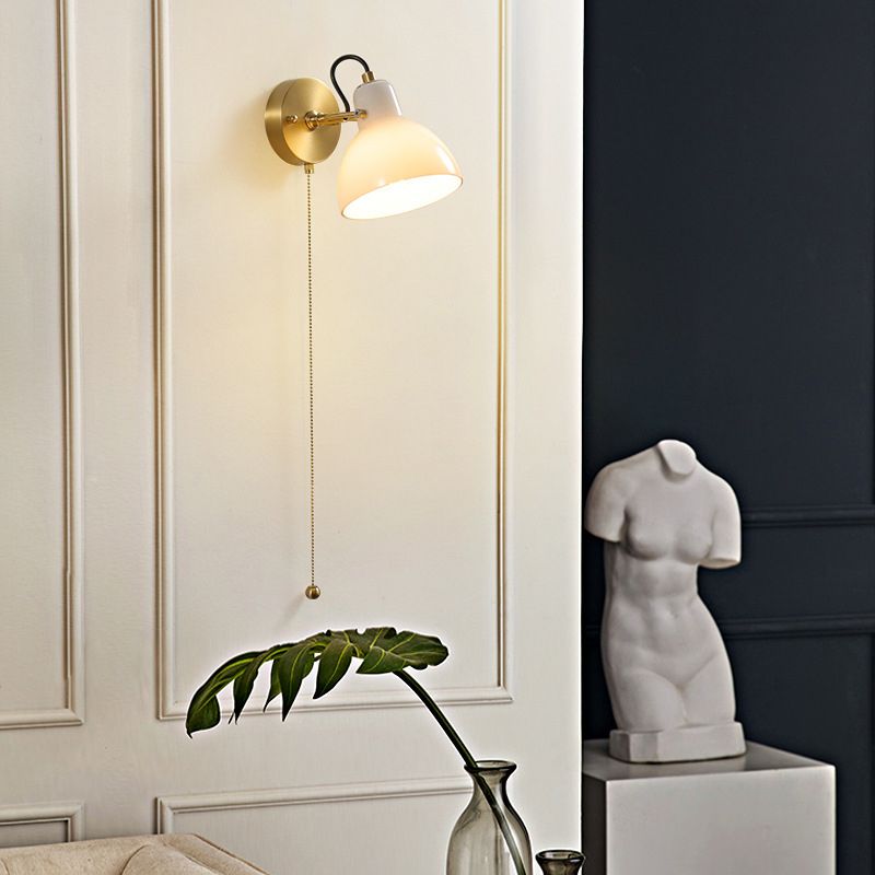 Modernism Glass Shaded Wall Light Metal/Wood Lighting for Restaurant