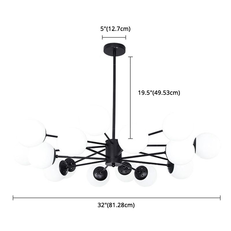 Minimalismo nero Minimalismo lampadario Glassiel Styling White Globe Shade Hanging Lampada per sala da pranzo