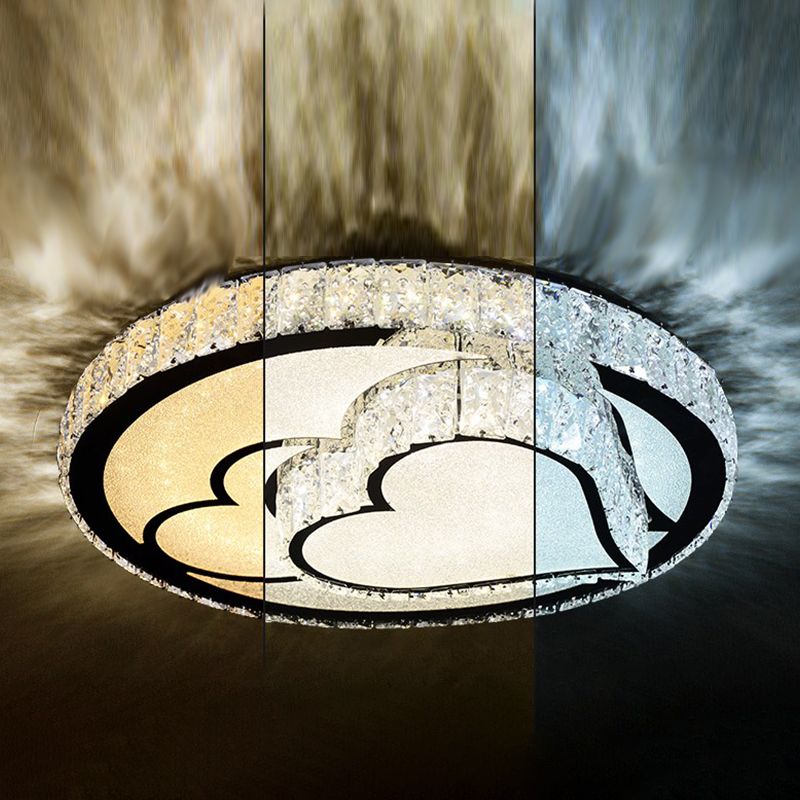 Circle Bedroom Ceiling Light Crystal LED Modern Flush Mount Ceiling Lamp Fixture