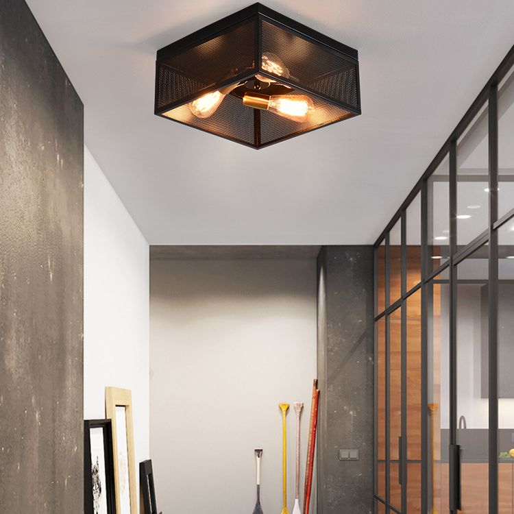 Square Flush Mount Ceiling Light Nordic Industrial Style Metal Ceiling Mount Chandelier for Hallway