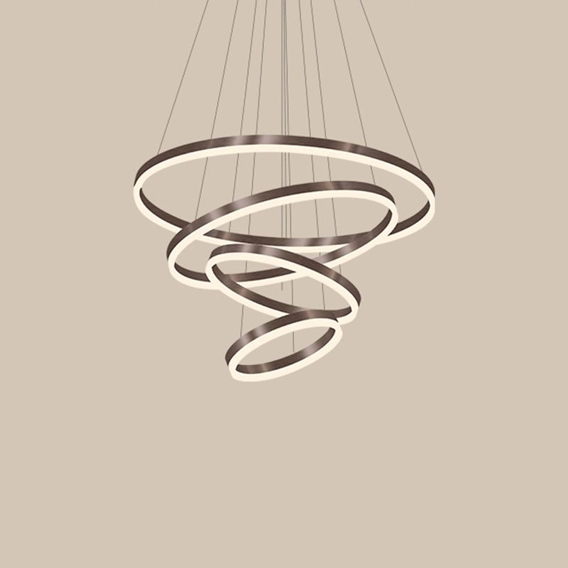 Orbicular Chandelier Lighting Fixtures Modern Coffee Hanging Chandelier with Silica Gel Shade