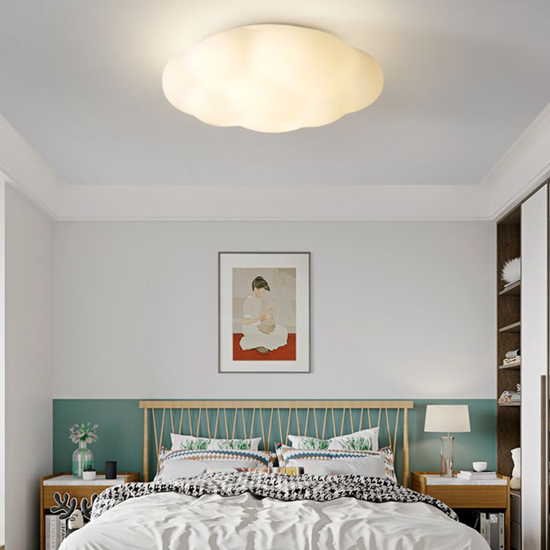 Modern LED Metal Flush Mount Cloud Shape Ceiling Light with Plastic Shade for Bedroom