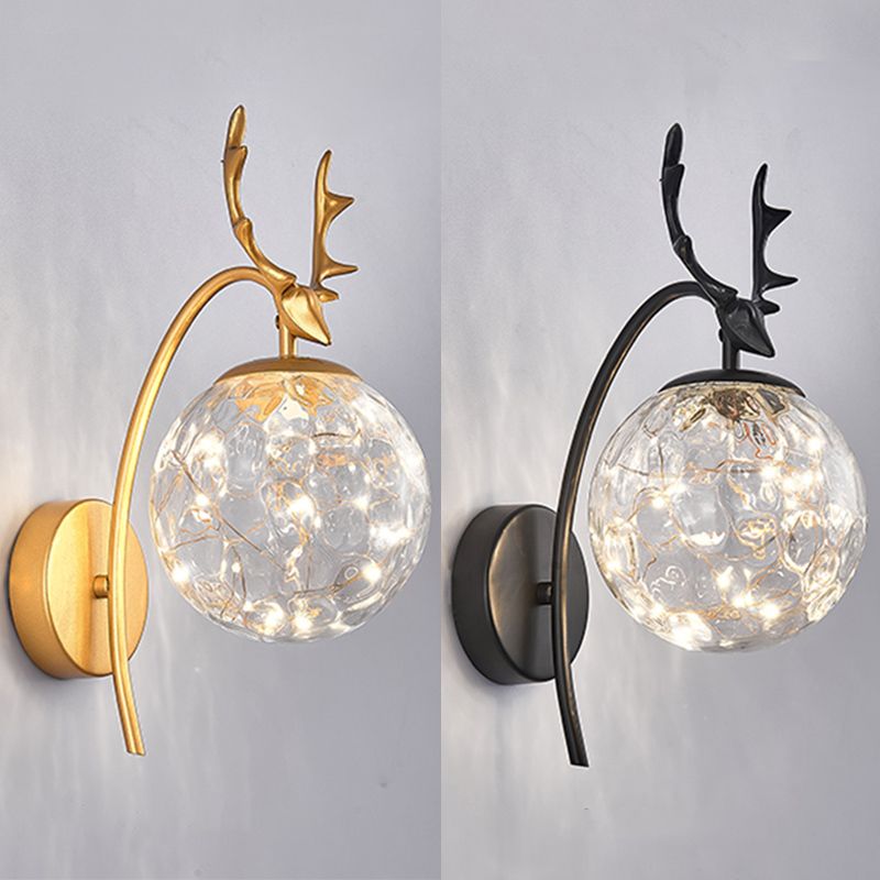 Modern Wall Mounted Lamp in Gold/Black Single Head Sconce Lights for Foyer
