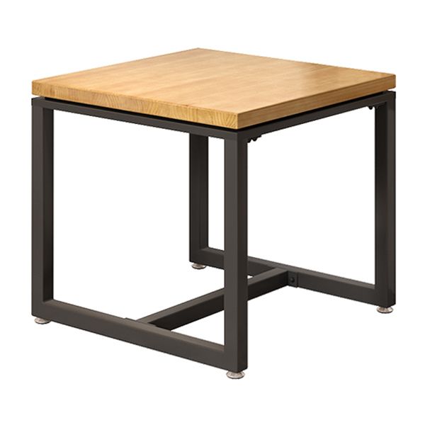 Mesa de comedor de madera maciza de estilo industrial Mesa cuadrada marrón con base de metal para comedor