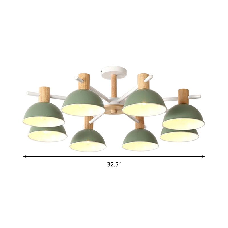 Macaroon Dome Hanging Pendant Fixture Iron 8 Lights Hanging Chandelier for Living Room