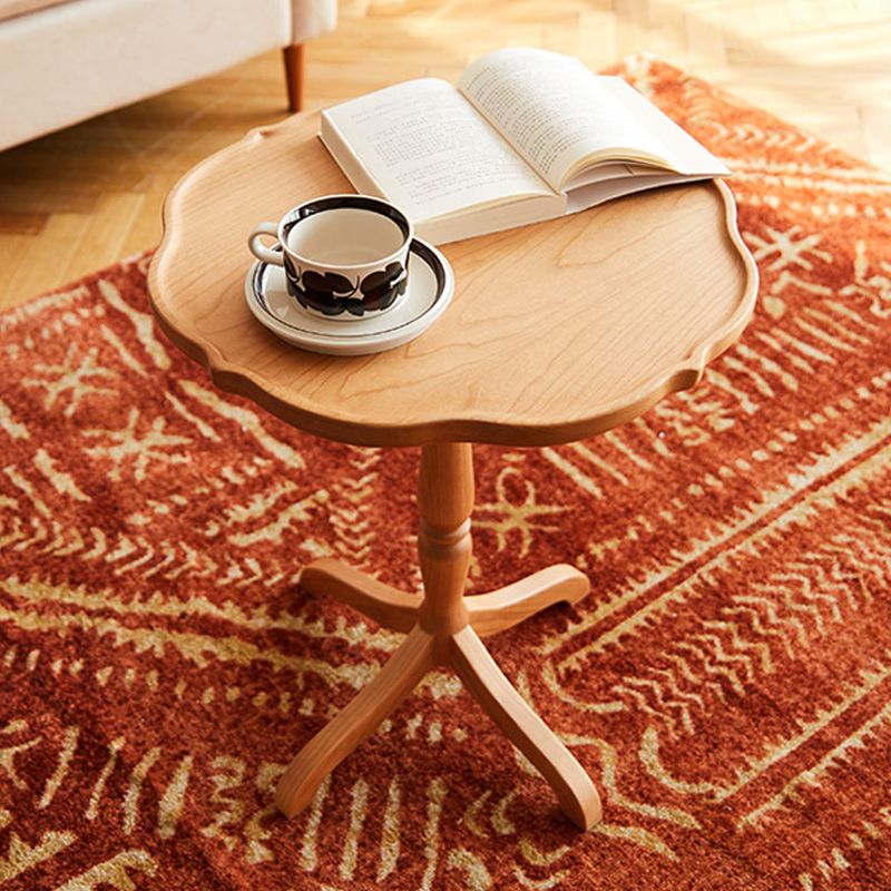 Modern Accent Side Table Naturally Shaped Natural Solid Wood 4 Legs Living Room