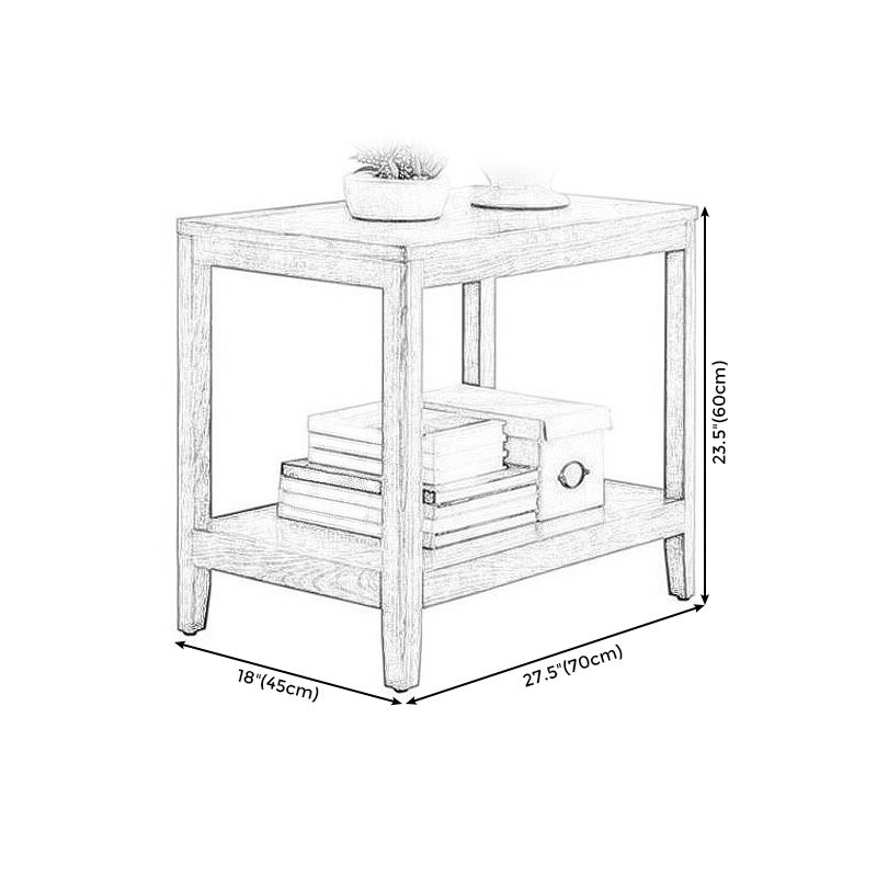 Wood Side 23.6"Tall Table Square End Table Contemporary with Shelf for Living Room