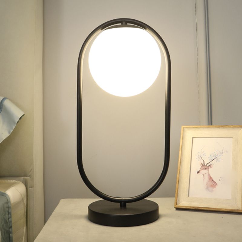 Modern Style Geometry Night Table Lamp White Glass One Light Table Light for Bedroom