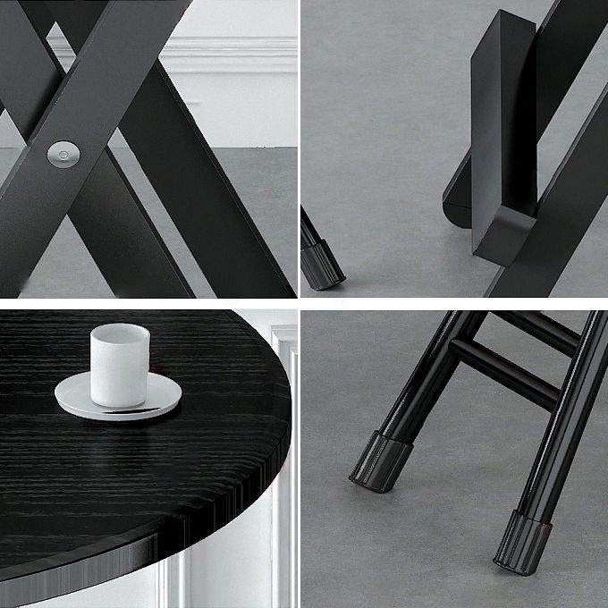 Contemporary Style Traditional Height Dining Set with Black Folding Table and Chairs