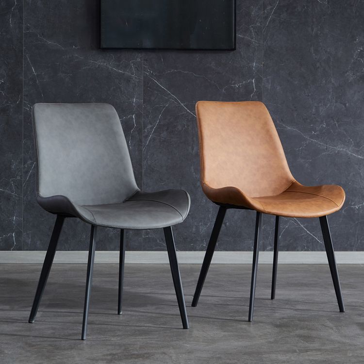Contemporary Metal Dining Room Chairs Leather Dining Armless Chairs for Indoor Use